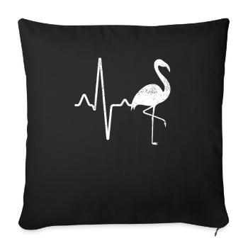 Flamingo Heartbeat - Sofa pillowcase 17,3'' x 17,3'' (45 x 45 cm) - black - Front