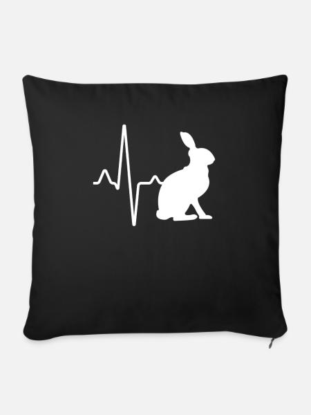 Hase Herzschlag - Sofakissenbezug 45 x 45 cm - Schwarz