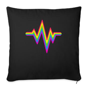 Gay Heartbeat LE DRAPEAU LGBT colore le médecin de la fierté LGBTQ - Housse de coussin décorative 45 x 45 cm - noir - Devant