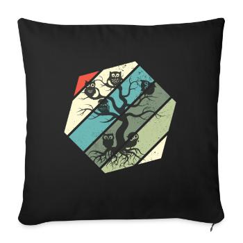 Owl Family Tree Nocturnal Owls - Sofa pillowcase 17,3'' x 17,3'' (45 x 45 cm) - black - Front