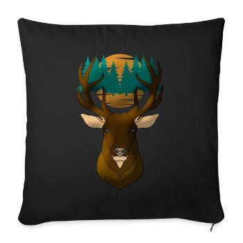 Motif de la tête de cerf - Housse de coussin décorative 45 x 45 cm - noir - Devant