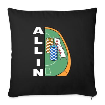 Joueur de poker 7 et 2 cartes de poker All In Poker - Housse de coussin décorative 45 x 45 cm - noir - Devant