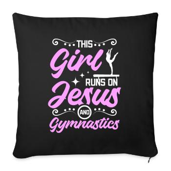 Cette fille court sur jésus et la gymnastique - Housse de coussin décorative 45 x 45 cm - noir - Devant