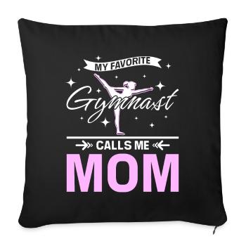 Ma gymnaste préférée m’appelle maman - Housse de coussin décorative 45 x 45 cm - noir - Devant