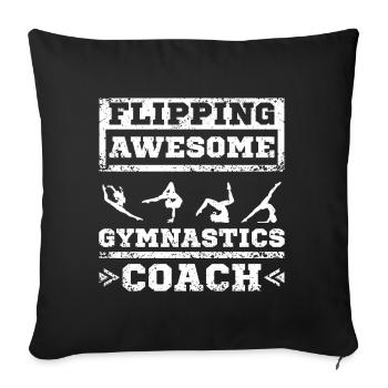 Flipping awesom gymnastics coach - Sofa pillowcase 17,3'' x 17,3'' (45 x 45 cm) - black - Front