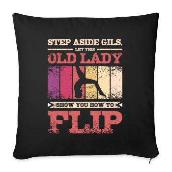 Laissez cette vieille dame vous montrer comment retourner la gymnastique - Housse de coussin décorative 45 x 45 cm - noir - Devant