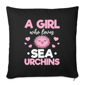 A girl who loves sea urchins - Sofa pillowcase 17,3'' x 17,3'' (45 x 45 cm) - black - Front