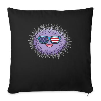 Lustige Seeigel Sonnenbrille mit US-Flagge Seeigel - Sofakissenbezug 45 x 45 cm - Schwarz - Vorne