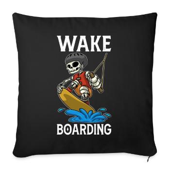 Wakeboarder Skeleton sur le wakeboard - Housse de coussin décorative 45 x 45 cm - noir - Devant