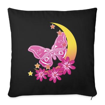 Moth Rose Moon Occult Moth Goth - Sofa pillowcase 17,3'' x 17,3'' (45 x 45 cm) - black - Front