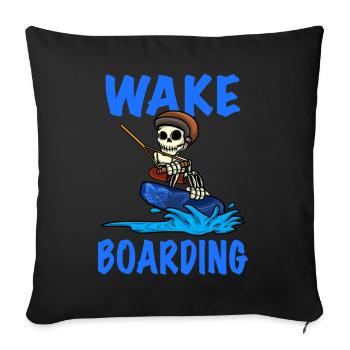 Wakeboarder Skelett auf dem Wakeboarden - Sofakissenbezug 45 x 45 cm - Schwarz - Vorne