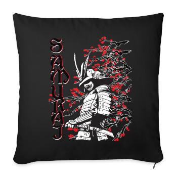 Samouraï aux fleurs de cerisier - Housse de coussin décorative 45 x 45 cm - noir - Devant