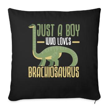 Juste un garçon qui aime les dinosaures brachiosaurus - Housse de coussin décorative 45 x 45 cm - noir - Devant