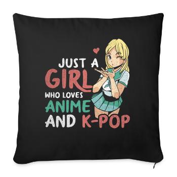 Vintage Juste une fille qui aime l’anime et la K-Pop - Housse de coussin décorative 45 x 45 cm - noir - Devant