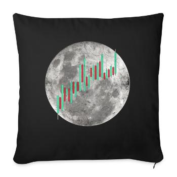 Crypto Trading Stock Chart Cot to the Moon - Housse de coussin décorative 45 x 45 cm - noir - Devant