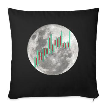 Candle Stock Chart Crypto Quote To The Moon - Sofa pillowcase 17,3'' x 17,3'' (45 x 45 cm) - black - Front