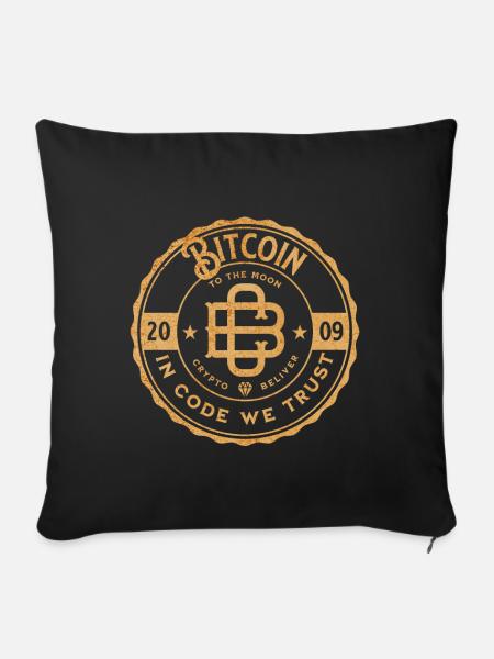 Bitcoin - In Code we trust - Sofakissenbezug 45 x 45 cm - Schwarz