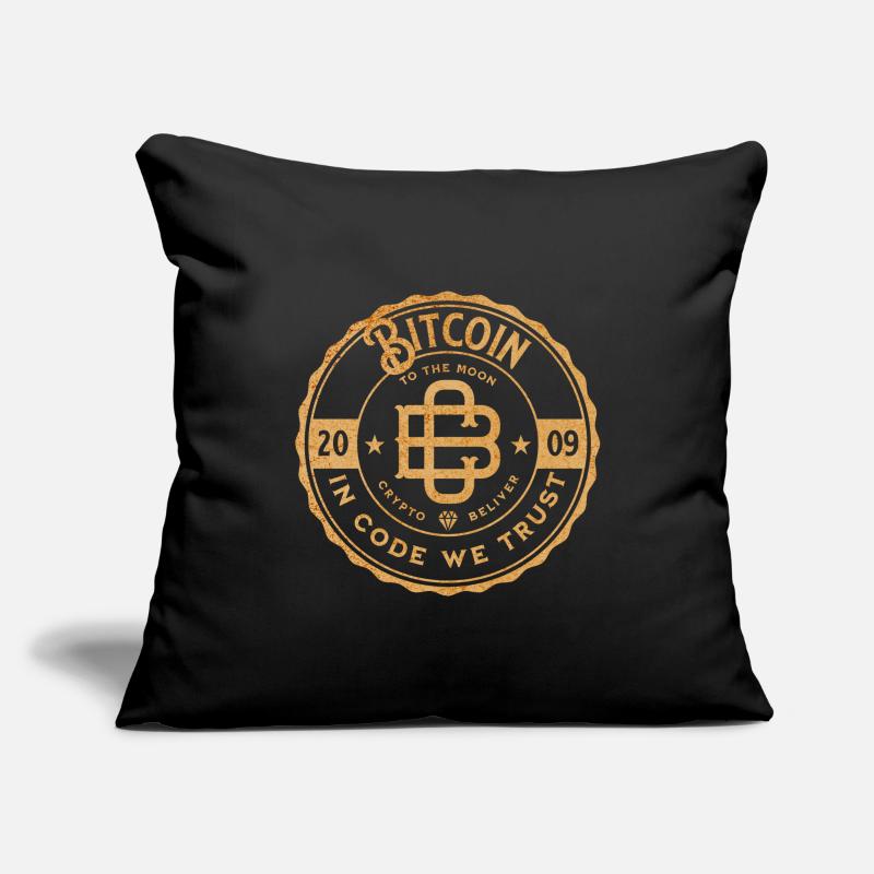 Bitcoin - Dans code, nous faisons confiance Housse de coussin décorative 45 x 45 cm
