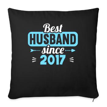 Meilleure épouse Meilleur mari depuis 2017 - Housse de coussin décorative 45 x 45 cm - noir - Devant