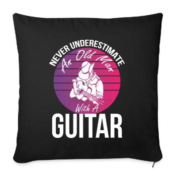 Guitare avec vieil homme Guitariste Musicien Rock - Housse de coussin décorative 45 x 45 cm - noir - Devant