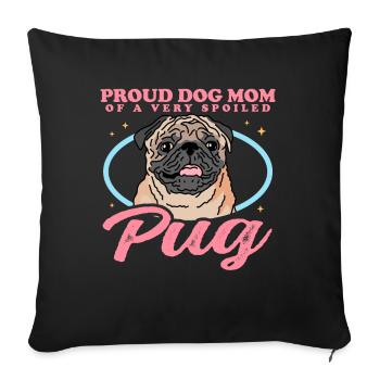 Mops Mom | Hundeliebhaber Hundebesitzer Geschenk - Sofakissenbezug 45 x 45 cm - Schwarz - Vorne