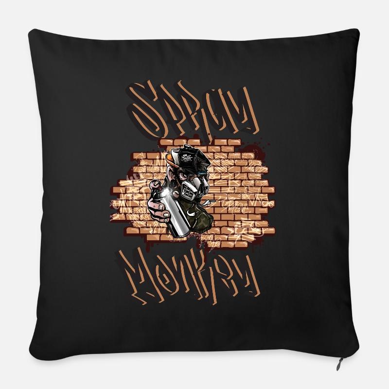 Spray Monkey Graffiti - Sofakissenbezug 45 x 45 cm - Schwarz