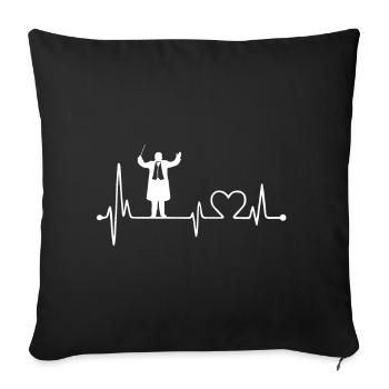 Conductor Herzschlag at the concert and orchestra - Sofa pillowcase 17,3'' x 17,3'' (45 x 45 cm) - black - Front