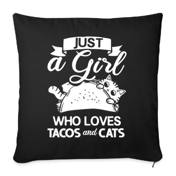 Tacocat Taco Cat Kitten Fast Food - Sofa pillowcase 17,3'' x 17,3'' (45 x 45 cm) - black - Front