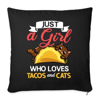 Tacocat Taco Cat Kitten Fast Food - Sofa pillowcase 17,3'' x 17,3'' (45 x 45 cm) - black - Front