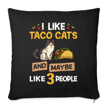 Tacocat Taco Cat Kitten Fast Food - Sofa pillowcase 17,3'' x 17,3'' (45 x 45 cm) - black - Front