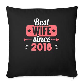 Best Wife Best Husband since 2018 - Sofa pillowcase 17,3'' x 17,3'' (45 x 45 cm) - black - Front