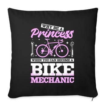 Mécanicien de vélo Princesse - Housse de coussin décorative 45 x 45 cm - noir - Devant