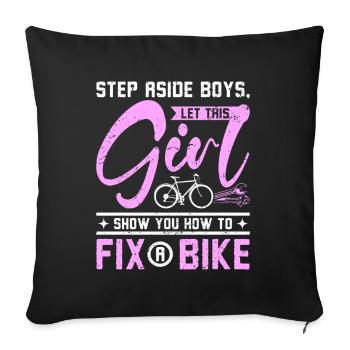 Laissez cette fille vous montrer comment réparer un vélo - Housse de coussin décorative 45 x 45 cm - noir - Devant