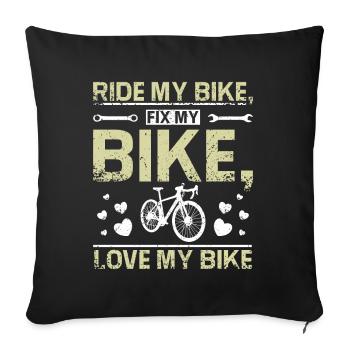 Rouler mon vélo réparer mon vélo aimer mon vélo - Housse de coussin décorative 45 x 45 cm - noir - Devant