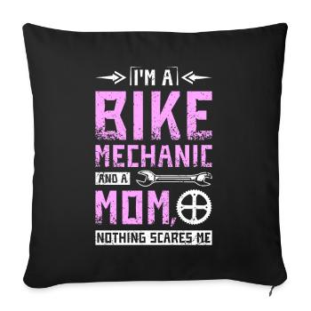Je suis mécanicienne de vélo et maman rien ne me fait peur - Housse de coussin décorative 45 x 45 cm - noir - Devant