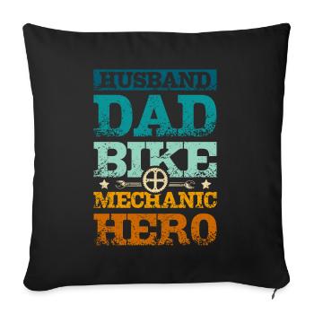 Husband dad bike mechanic hero - Sofa pillowcase 17,3'' x 17,3'' (45 x 45 cm) - black - Front