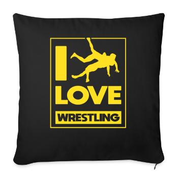 I Love Wrestling Wrestling Wrestling Wrestlers - Sofa pillowcase 17,3'' x 17,3'' (45 x 45 cm) - black - Front