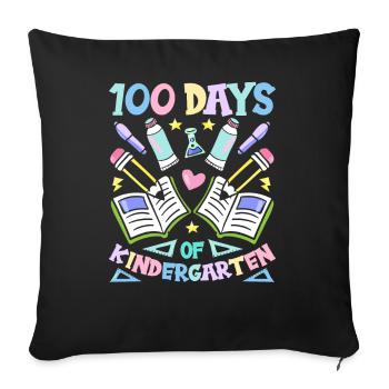 100 Days Kindergarten Team Sweet Sayings Funny - Sofa pillowcase 17,3'' x 17,3'' (45 x 45 cm) - black - Front