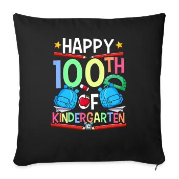 Happy 100 days in kindergarten 100 days - Sofa pillowcase 17,3'' x 17,3'' (45 x 45 cm) - black - Front