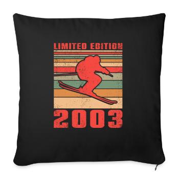 Ski Biathlon Skifahrer Skifahrerin Geburtstag 2003 - Sofakissenbezug 45 x 45 cm - Schwarz - Vorne