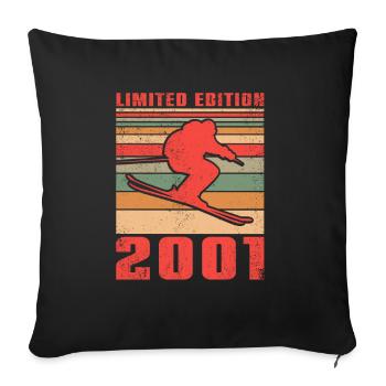 Ski Biathlon Skieur Sports d’hiver Anniversaire 2001 - Housse de coussin décorative 45 x 45 cm - noir - Devant