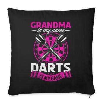 Grand-mère est mon nom Darts est mon jeu Joueur de fléchettes - Housse de coussin décorative 45 x 45 cm - noir - Devant