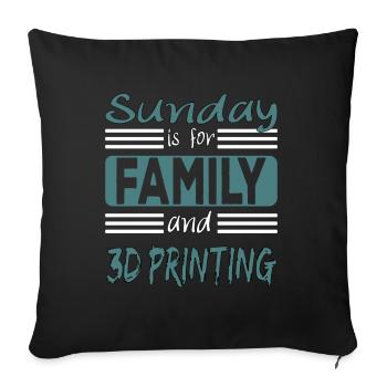 Sunday Is For Family And 3d Printing Saying - Housse de coussin décorative 45 x 45 cm - noir - Devant