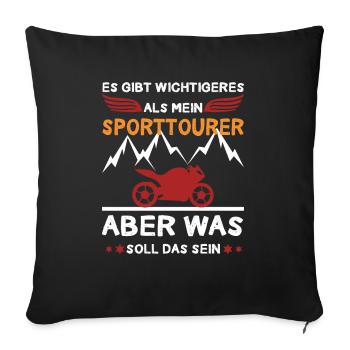Retro Gibt Wichtigeres Sporttourer Motorradfahrer - Sofakissenbezug 45 x 45 cm - Schwarz - Vorne