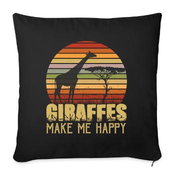 Giraffen Glück Afrika Safari Savanne - Sofakissenbezug 45 x 45 cm - Schwarz - Vorne
