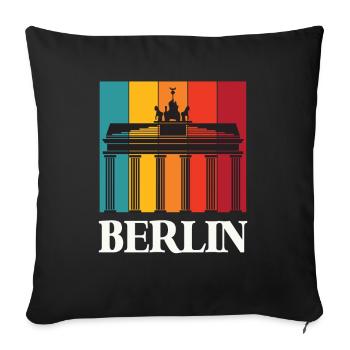 Berlin Retro Brandenburg Gate Allemagne - Housse de coussin décorative 45 x 45 cm - noir - Devant
