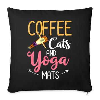 Yoga Cat Débutant Séances d’entraînement Citation Méditation - Housse de coussin décorative 45 x 45 cm - noir - Devant