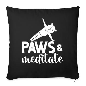 Yoga Cat Débutant Séances d’entraînement Citation Méditation - Housse de coussin décorative 45 x 45 cm - noir - Devant