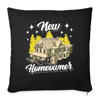 Maison neuve Propriétaire Propriétaire Propriétaire Propriétaire - Housse de coussin décorative 45 x 45 cm - noir - Devant