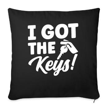 J’ai l’hôte propriétaire clé - Housse de coussin décorative 45 x 45 cm - noir - Devant